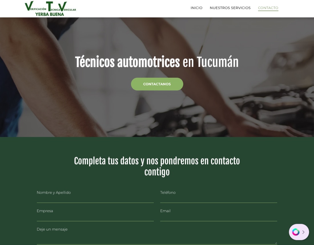 Página de contacto de VERTEC